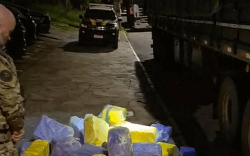 Polícia Rodoviária Federal encontra grande quantidade de maconha escondida em carga de milho em Nova Santa Rita