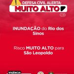 Rio dos Sinos ultrapassa nível de alerta em São Leopoldo